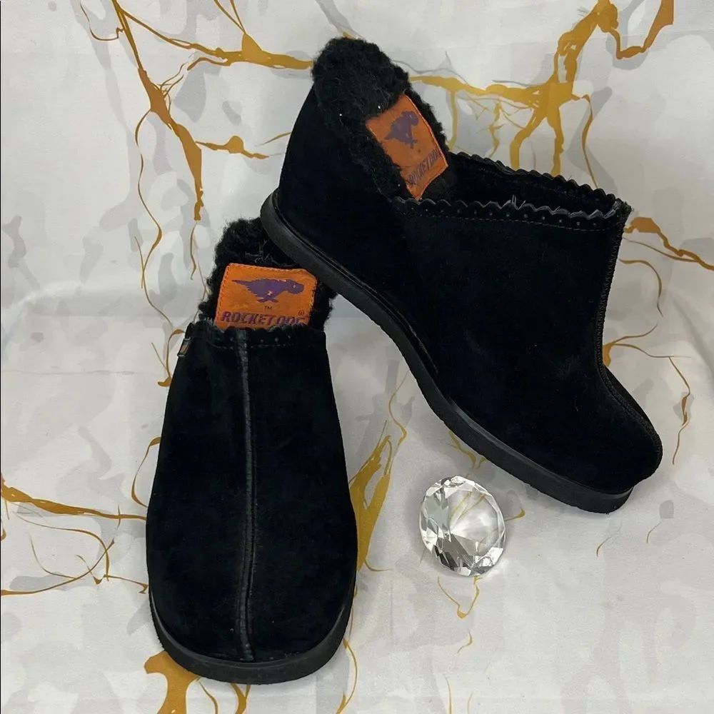* Rocket Dog Women's Black Suede Wedge Slippers